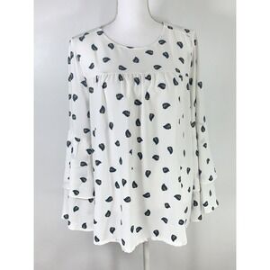 Loft Palm Leaf Print Blouse with Bell Sleeves Sz medium